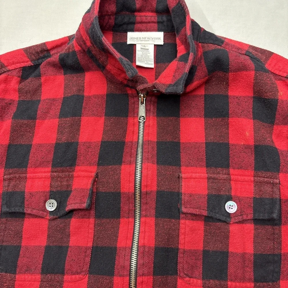 Jones New‎ York Women's Lg Red & Black Buffalo Plaid Jacket